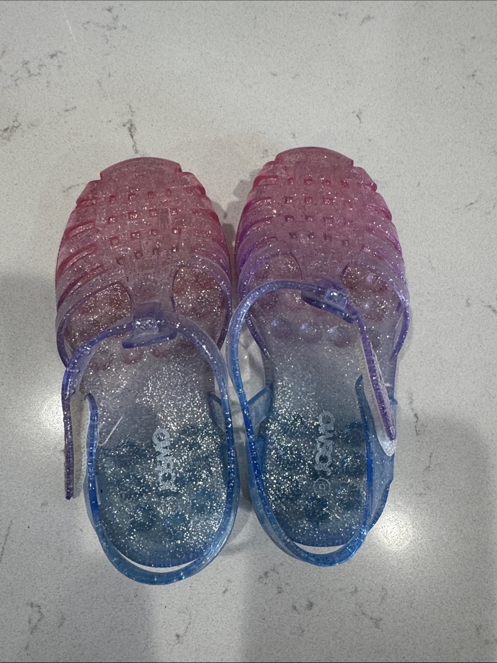 Josmo Glitter Ombre Jelly Sandals in Pink and Blue